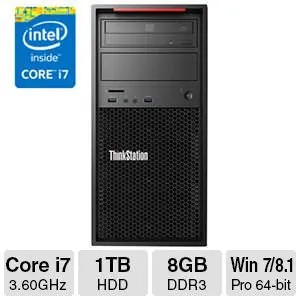 Lenovo 30AH000SUS Thinkstation P300, I7-4790, W7p64, 8.0gb, 1x1tb Sata