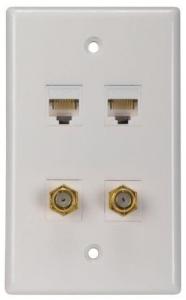 Voxx TPH559R Cat5e6 Wht Dual Coax Wall