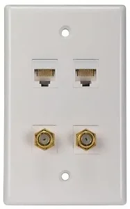 TPH559R | Voxx Dual Coax Wall Plate with CAT5E/6 Jacks