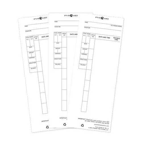 Pyramid PTI4410010 Pyramid Time Time Card For 4000 Amp; 4000h