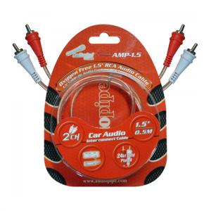 Nippon AMP1.5 Rca Cable 1.5' Audiopipe Ofc Clear Installer Series