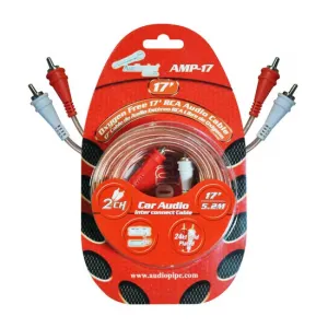 Nippon AMP17 Rca Cable 17' Audiopipe Ofc Clear Installer Series