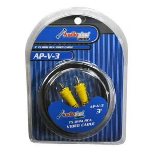 Nippon APV3 Audiopipe 3' 75 Ohm Rca Video Cable For Clear Signal