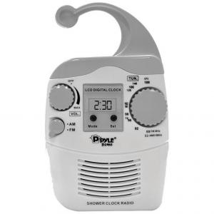 Pyle PSR6 Hanging Waterproof Amfm Shower Clock Radio