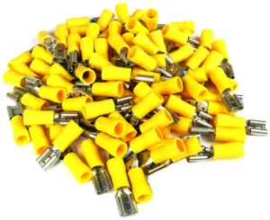 Xscorpion FD250Y Yellow Female Quick Disconnects - 10-12 Gauge, 100 Pc