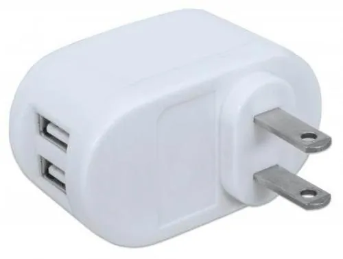 Manhattan 101738 Nema 5-15, Two-prong Usb Wall Charger With Two Ports