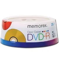 Memorex 05706 25-pack Colorful 4.7gb Dvd-r Spindle Of Blank Discs