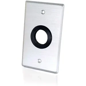 C2g SINGLE GANG 1IN GROMMET WALL PLATE - BRUSHED ALUMINUM