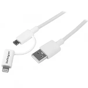 Startech LTUB1MWH Cable  1m White Apple Lightning Or Micro Usb To Usb 