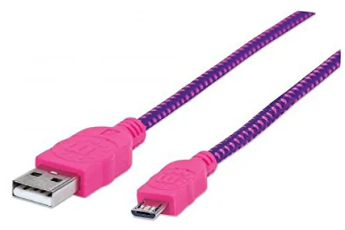 Manhattan 352741 6ft Braided Purple Auxmicro-b Cable