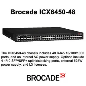 Brocade ICX6450-48-A 48pt 1g Switch 2x1g Sfp  Upgradable To 10g   2x1g