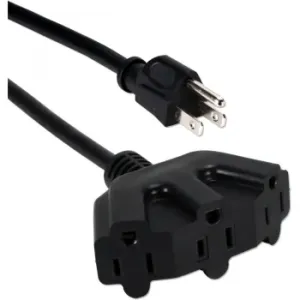 Qvs PP-ADPT3-10 10ft Triple Angle Extension Cord With 3 Prong Plug