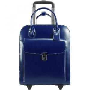 Mcklein 97697 Uptown Leather Wheeled Laptop   Case 15.4in Navy