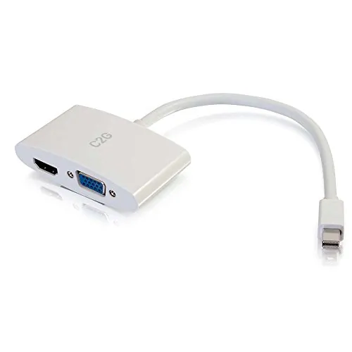 C2g 28272 8in Mini Displayport To Hdmi Or Vga Adapter Converter - Whit