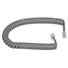 Black EJ302-0025 Rj-22 Modular Coiled Handset Cord Dark Gray 25-ft. 7.