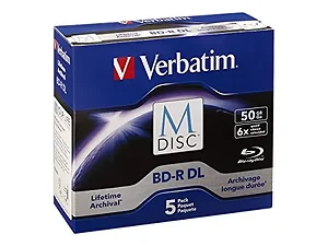 98923 | Verbatim M-Disc BD-R DL 50GB 6X - 5 Pack Jewel Case