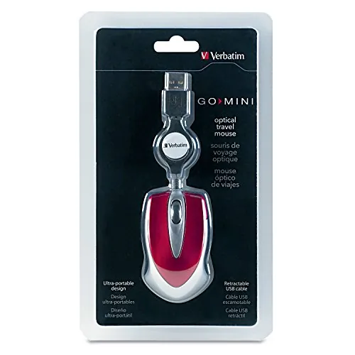 Verbatim 97255 Mini Travel Optical Mouse, , Metro Series, Red