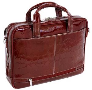 Mcklein 35516 Ignoto Cherry Red Leather    Large Ladies Laptop Brief