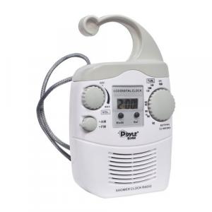 Pyle PSR6 Hanging Waterproof Amfm Shower Clock Radio