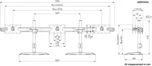 Amer AMR3S32 Triple Monitor Ultra Slim Stand Based Desk Mount. Support