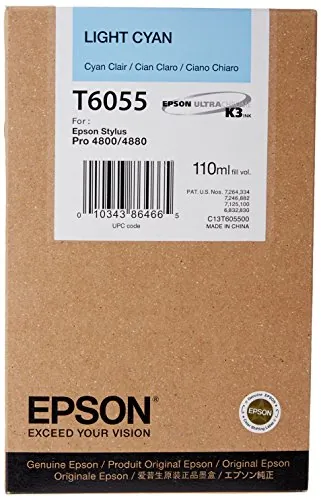 Original Epson T605500 Ink, T60550,  Light Cyan Ultrachrome K3, 110ml