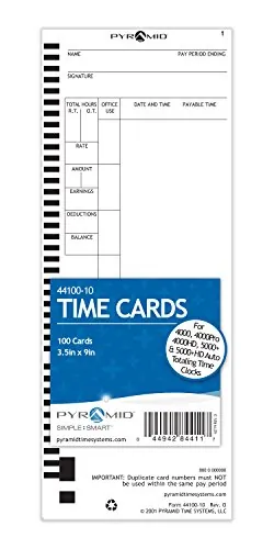 Pyramid PTI4410010 Pyramid Time Time Card For 4000 Amp; 4000h