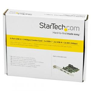 Startech 4T2613 .com 5 Port Usb 3.1 (10gbps) Combo Card - 1x Usb-c, 2x