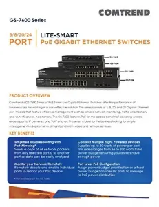 Comtrend GS-7608 8port Smart Lite Poe+ Switch    Gigabit Ethernet 130w