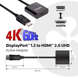 Club CAC2070 Displayport 1.2 To Hdmi 2.0 Uhd Active Adapter - Displayp