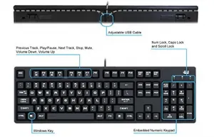 Adesso AKB-635UB Full Size Mechanical Gaming Keyboard - Cable Connecti