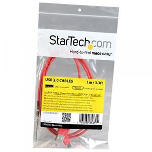 Startech XQ7250 .com 1m Pink Mobile Charge Sync Usb To Slim Micro Usb 