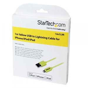 Startech USBLT1MYL 1m 8pin Lightning Conn To Usb Cbl For Iphone Ipod I