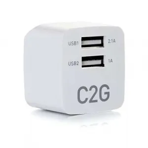 C2g 22322 2-port Usb Wall Charger - Ac To Usb Adapter - 5v 2.1a Output