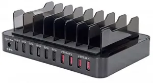 Manhattan 180009 10-port Usb Charging Station,front-mounted,usb Wall C