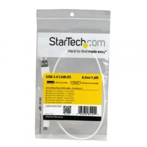 Startech USBPAUB50CMW 0.5m White Micro Usb Cable - A To Micro B - Char