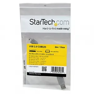 Startech USB2HABM6IN 6in Mini Usb 2.0 Cable - A To Mini B - Type A Mal