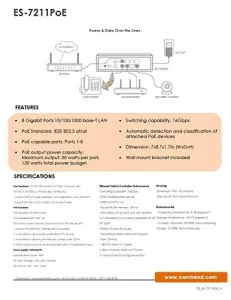 Comtrend ES-7211POE 8-port Gigabit Poe+ Switch      802afat 30w W Pwr 