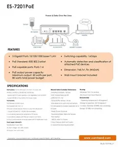 Comtrend ES-7201POE 5-port Gigabit Poe+ Switch      802afat 30w W Pwr 