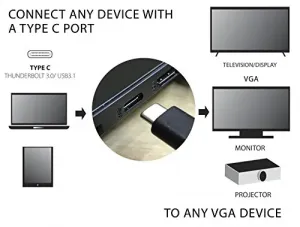 Visiontek 900818 Usbvga Video Adaptor - Type C Male Usb - Hd-15 Female