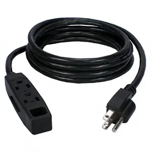 Qvs PC3PX-10-2PK 10ft 3-prong Power Extension Cord - 2 Pack