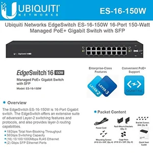 ES-16-150W | Ubiquiti EdgeSwitch 16-Port Managed PoE Switch