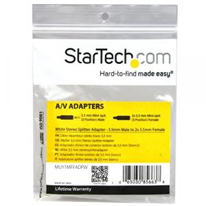 Startech MUY1MFFADPW Cable  Slim Headphone Splitter Cable 3.5mm To 2x3