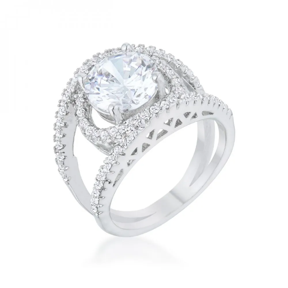 Icon J12293 Marcie 3ct Cz Rhodium Contemporary Ring (size: 07) R08466r