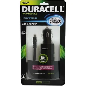 Duracell PRO152 Car Charger with 6ft Micro USB Cable