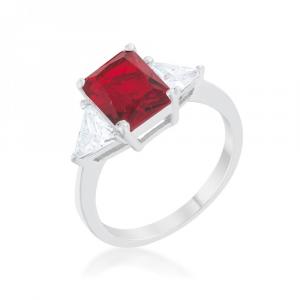 Icon J12047 Classic Ruby Rhodium Engagement Ring (size: 06) R08451r-c1