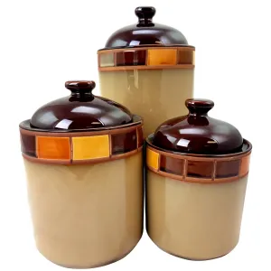 Gibson 69783.03 Casa Estebana 3 Piece Stoneware Storage Canister Conta