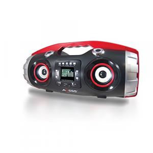 Axess PBBT2709-RD Portable Fm Radio Cdmp3usbsd Boombox With Heavy Bass