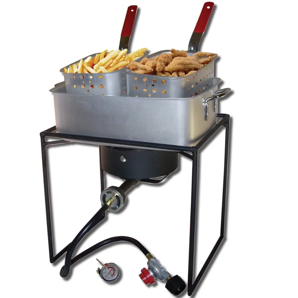 King 1618 16in Rectangular Outdoor Cooker With Pan  Baskets