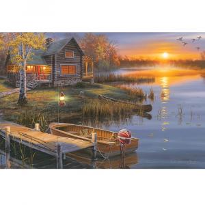 Rivers 1781 Led Wall Art - Autumn Lake Cabin 24inx16in