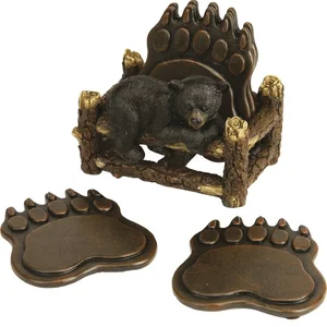 2041 | Rivers Edge Charming Bear Paw Coaster Set with